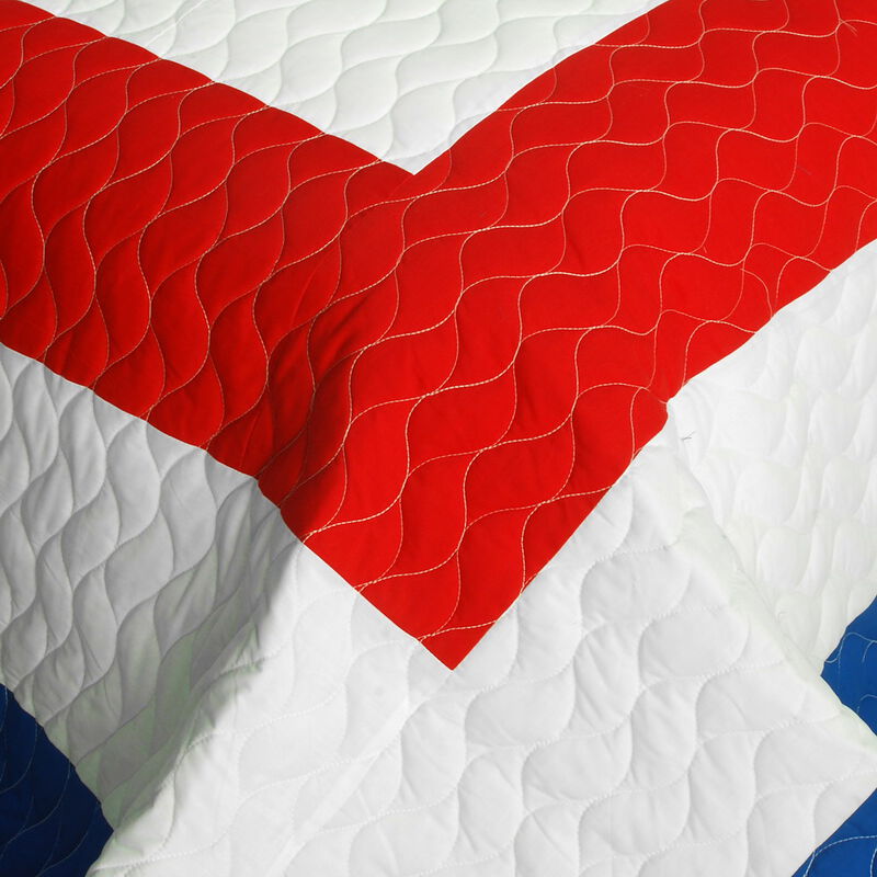 Quilted Patchwork Geometric Quilt Set Lightweight Cozy Bedding image number 2