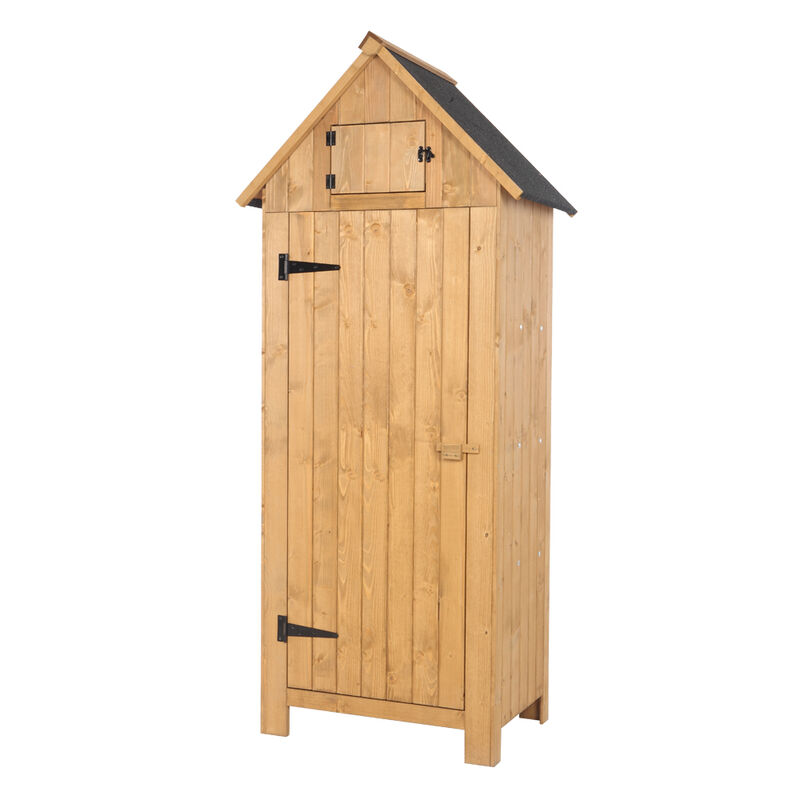 Outdoor Wooden Storage Shed, Fir Wood Locker with Single Door for Garden Tools & Supplies