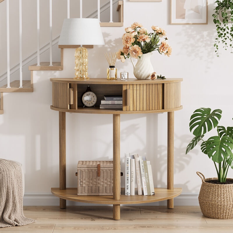 Quuswu Half-Moon Console Table image number 1