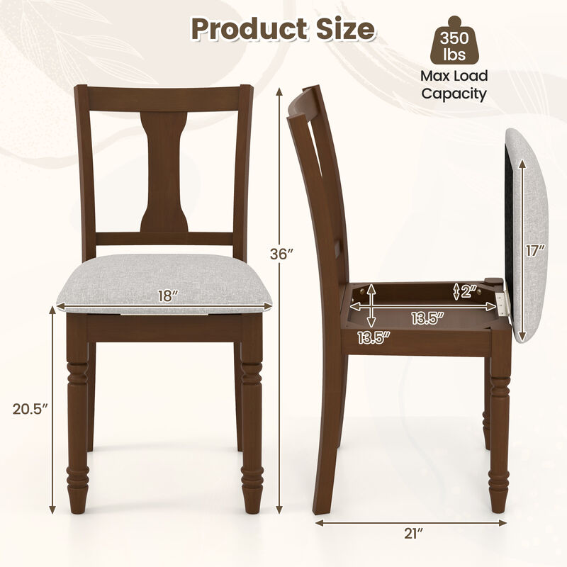 Set of 2 Kitchen Dining Chair with Linen Fabric and Storage Space For Dining Room