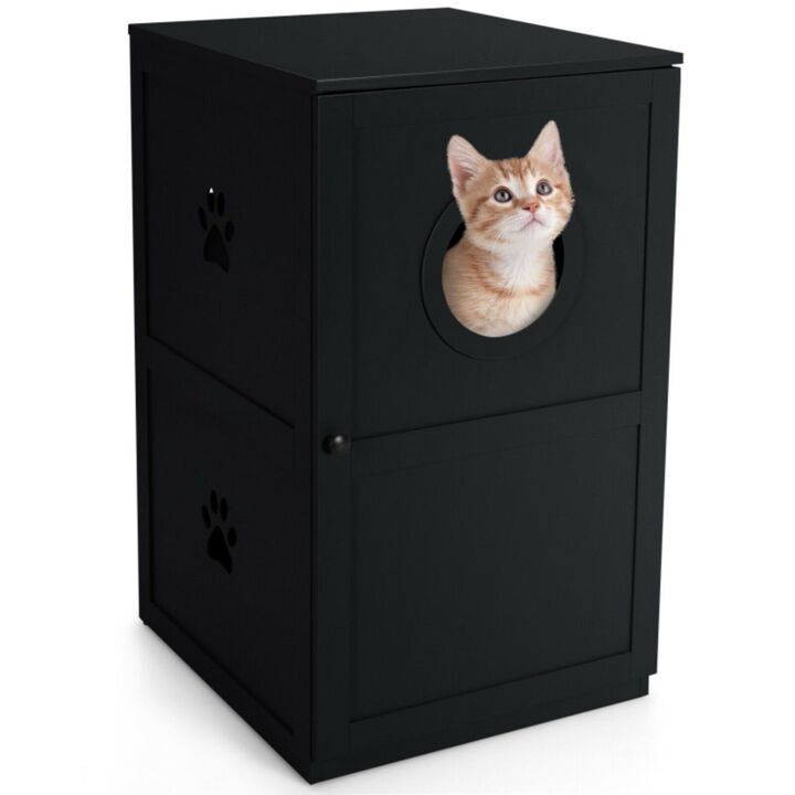 2-tier Litter Hidden Cat House With Anti-toppling Device
