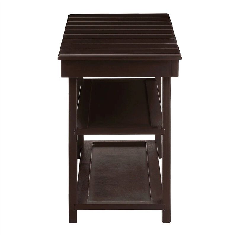 Wood 2-Shelf Shoe Rack Storage Bench For Entryway or Closet