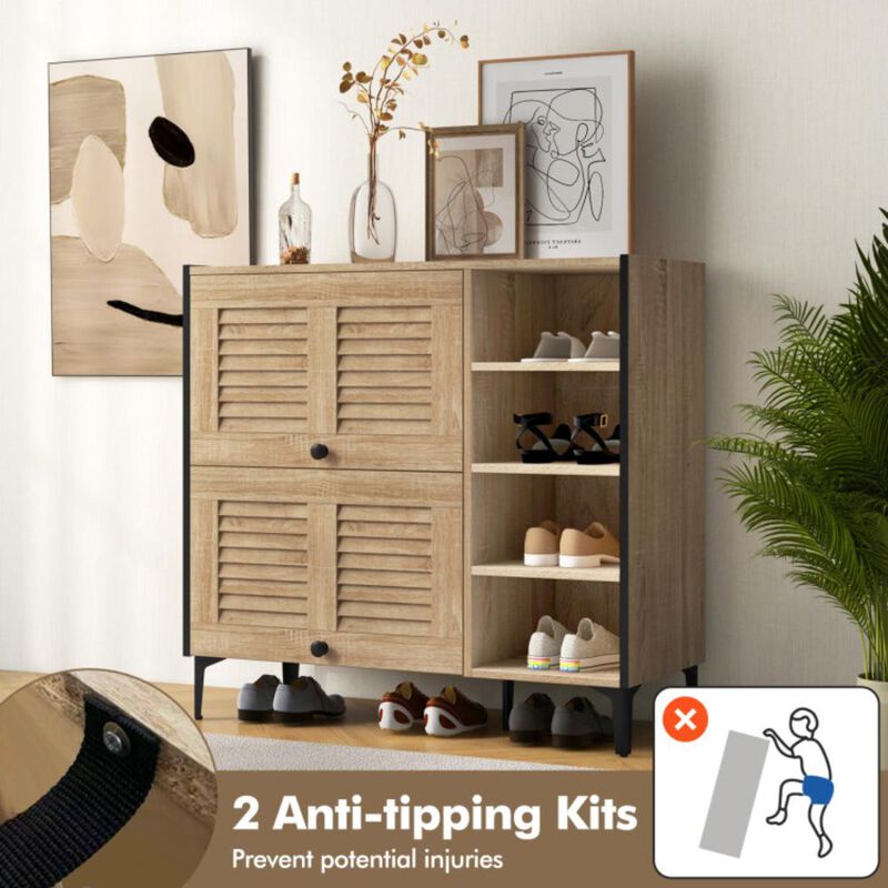 Hivvago Shoe Rack Organizer with Flip-up See-through Doors and Adjustable Shelves