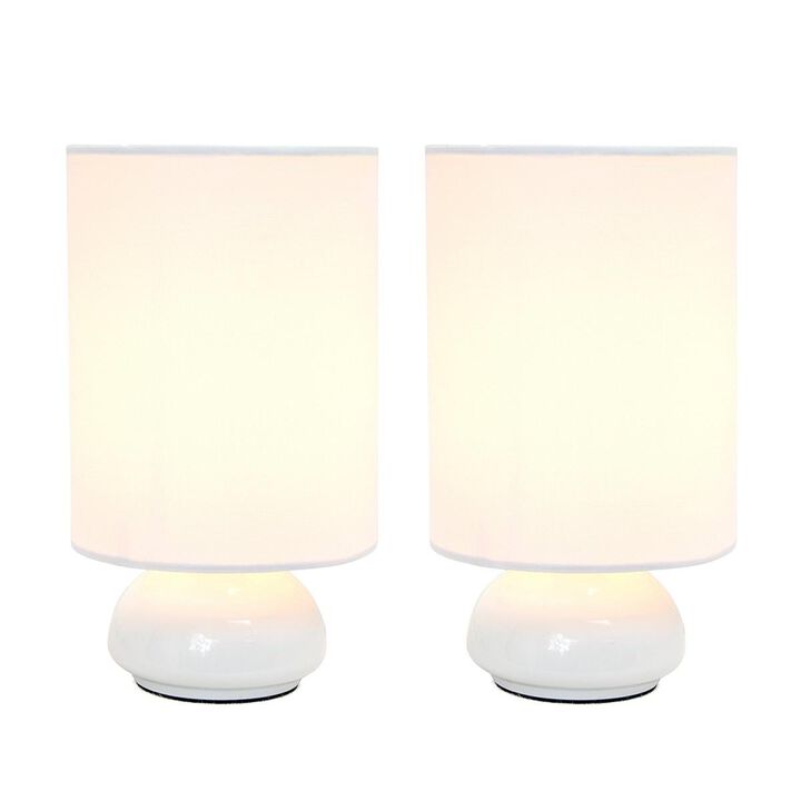 Gemini Two Pack Mini Touch Lamp with Brushed Nickel Base & Fabric Shades