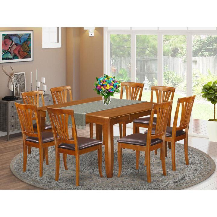 9 Pc Dining room set-Table with Leaf and 8 Dining Chairs.