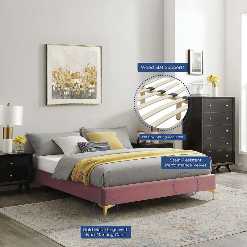 Sutton Performance Velvet Queen Bed Frame image number 6