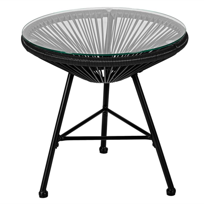 3 Pieces Patio Acapulco Furniture Bistro Set with Glass Table image number 4