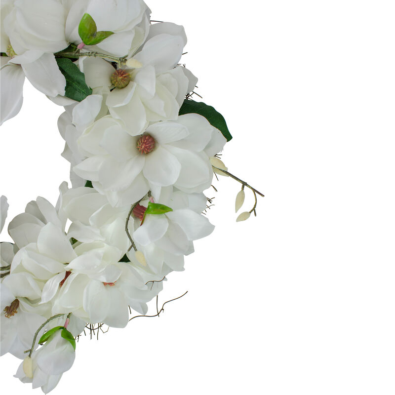White Magnolias Artificial Spring Wreath - 24-Inch  Unlit