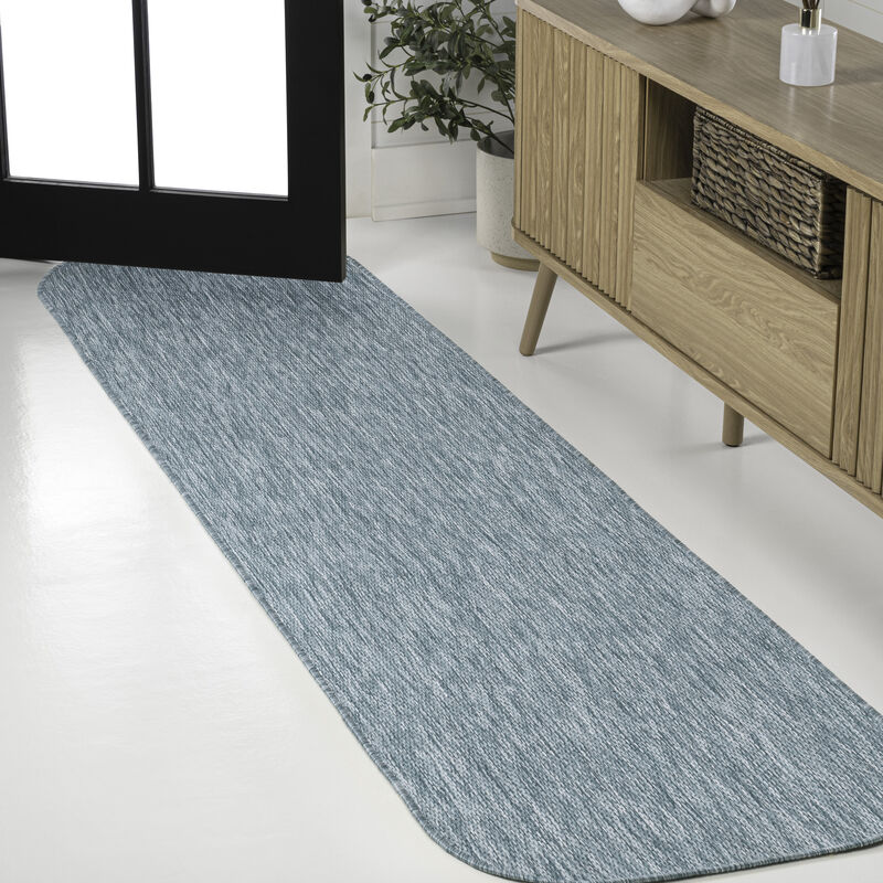 Miles Modern Minimalist Radius Corner Solid Indoor/Outdoor Shaped Area Rug