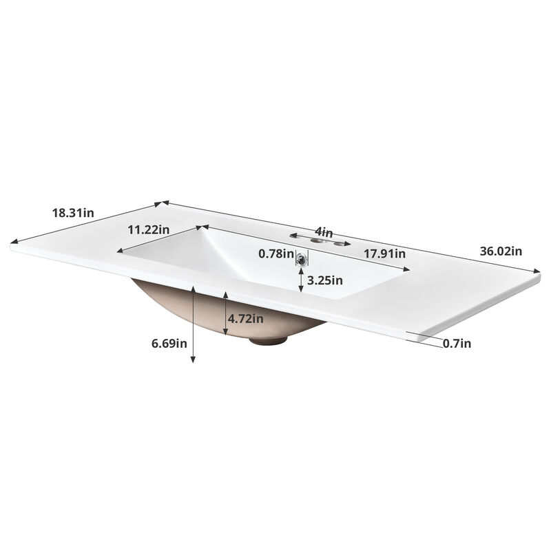 36'' Bathroom Vanity with Ceramic Sink Combo