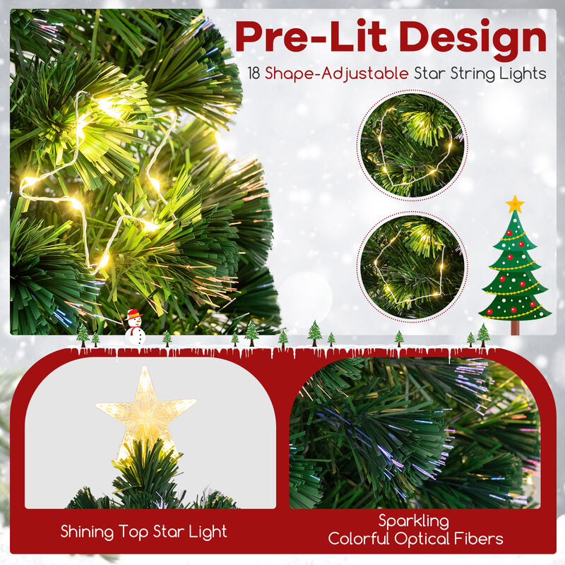 Pre-Lit Artificial Xmas Tree with Top Star and Branch Tips