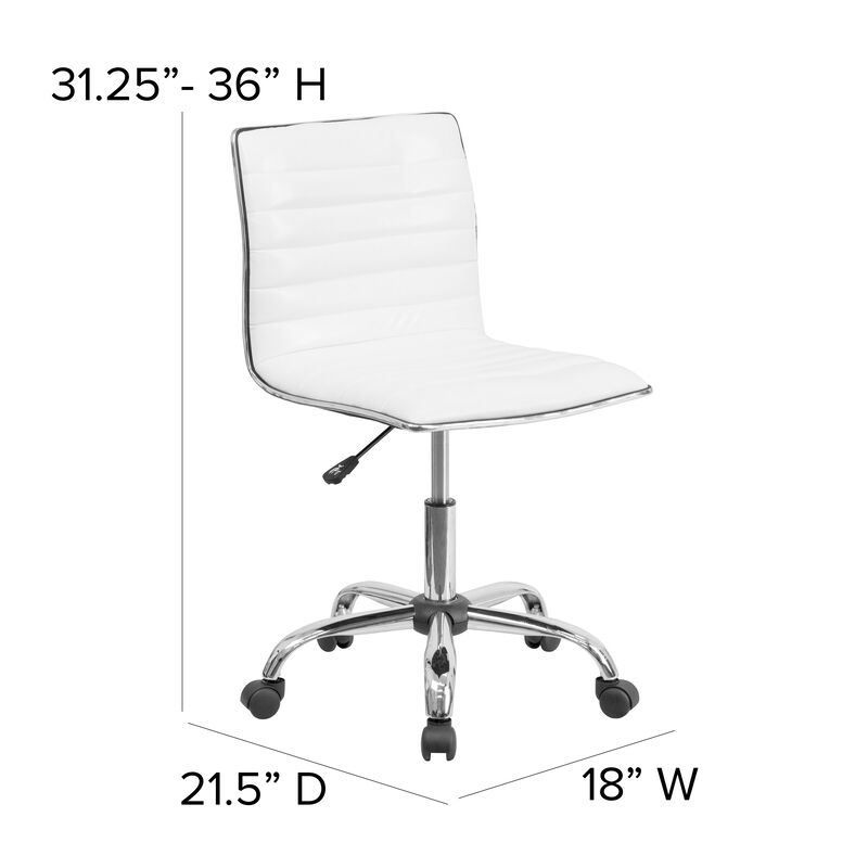 Alan Low Back Designer Armless Ribbed Swivel Task Office Chair image number 4