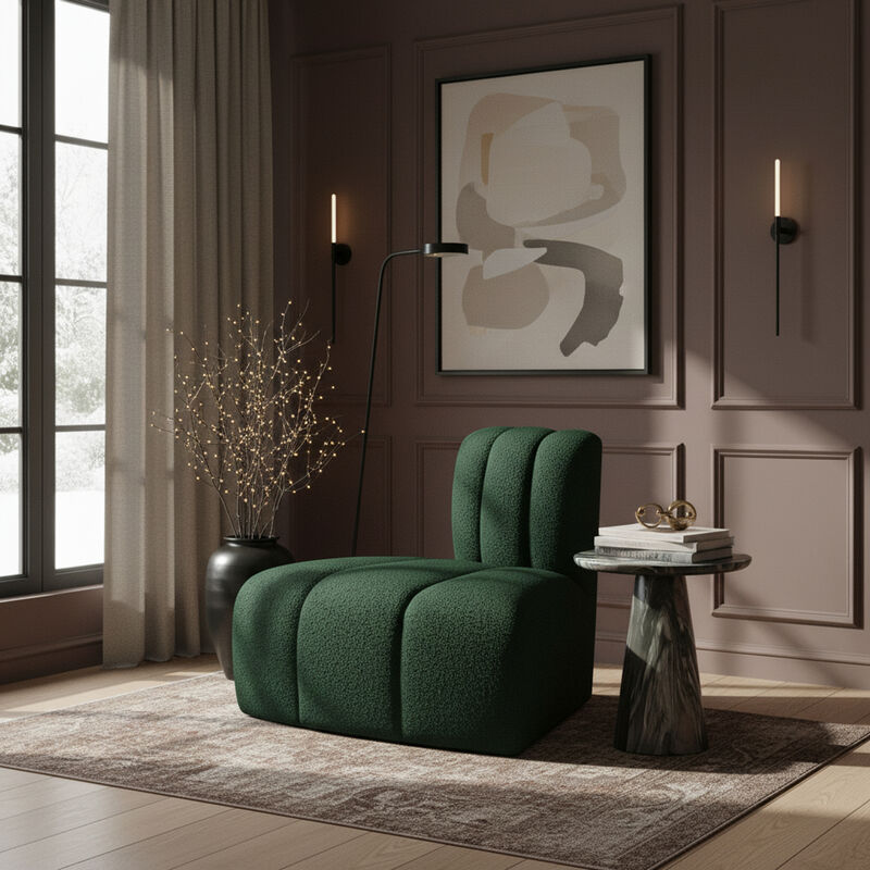 Meridian Furniture Arc Black Boucle Fabric Reverse Corner image number 1