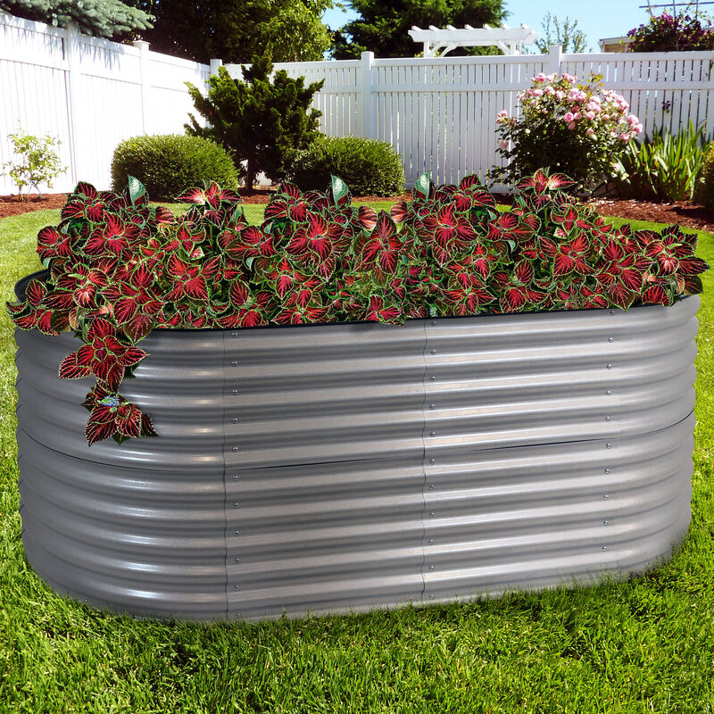 Sunnydaze Galvalume Steel Oval Raised Garden Bed - 79 in x 32 in