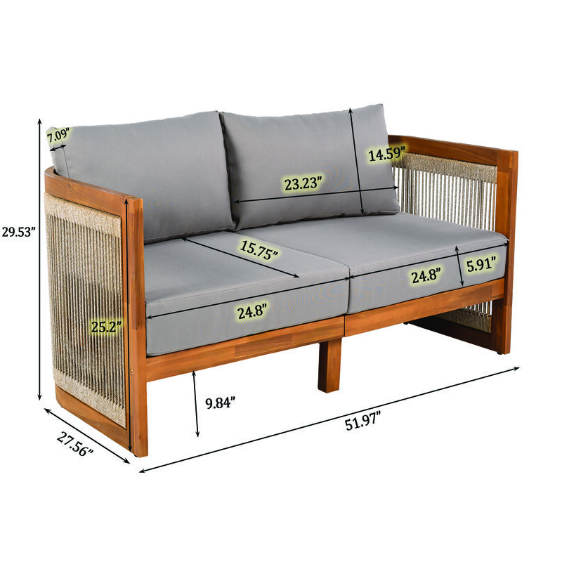 Merax 4-Piece Patio Seating Group Acacia Wood Outdoor Furniture Set