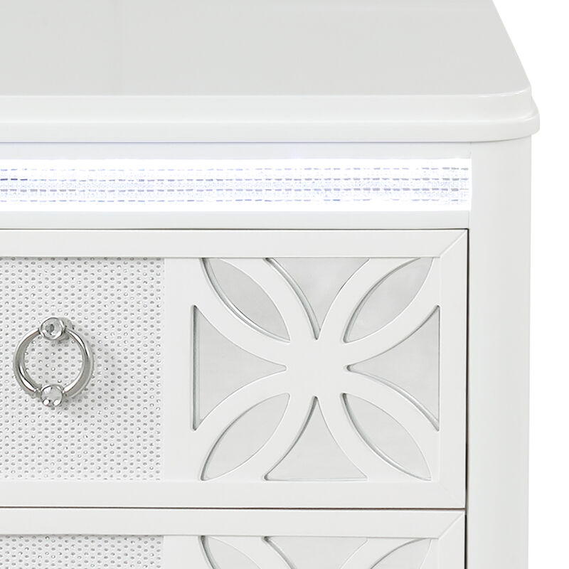 Havressa Patterned 2-Drawer LED Nightstand image number 7