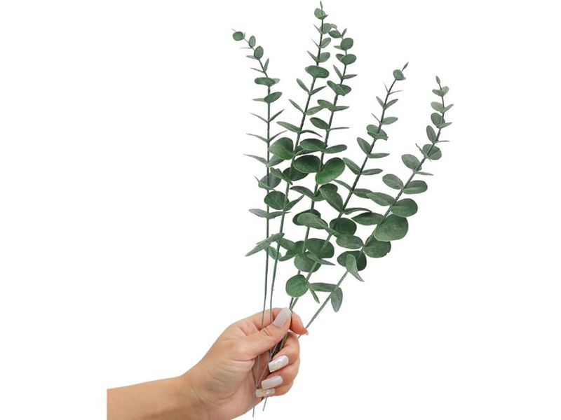 5 Piece Green Artificial Eucalyptus Flower Stems Touch Wedding Centerpiece Decor image number 2
