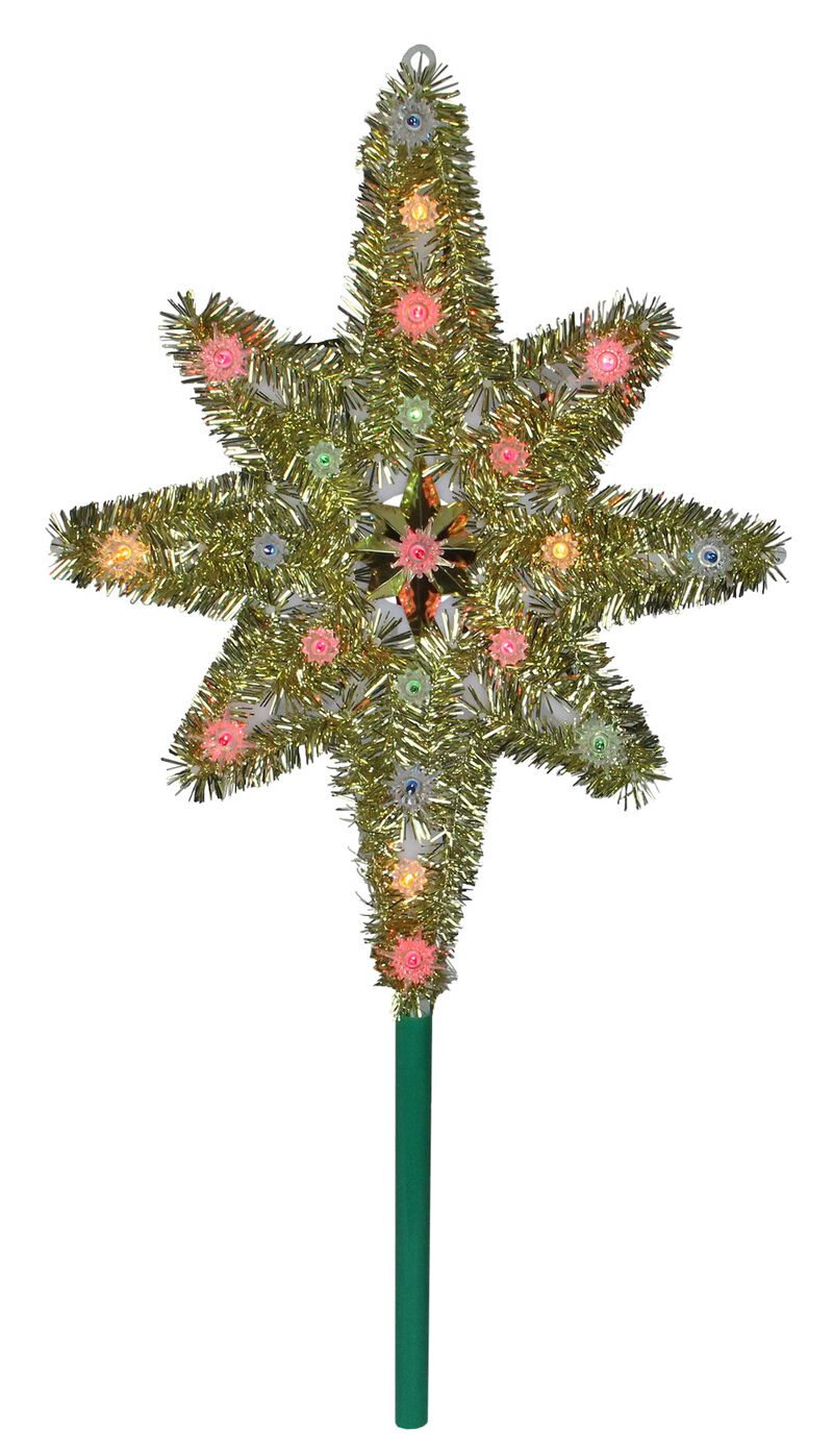 21" Lighted Gold Star of Bethlehem Christmas Tree Topper - Multicolor Lights image number 1