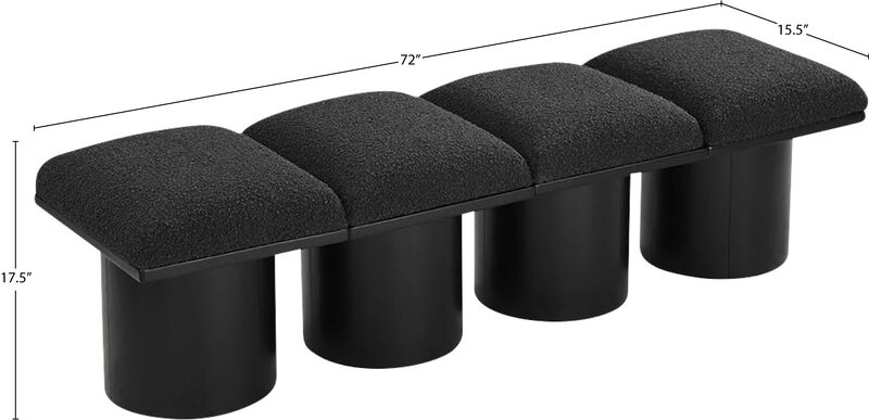 Meridian Furniture Pavilion Black Boucle Fabric Bench