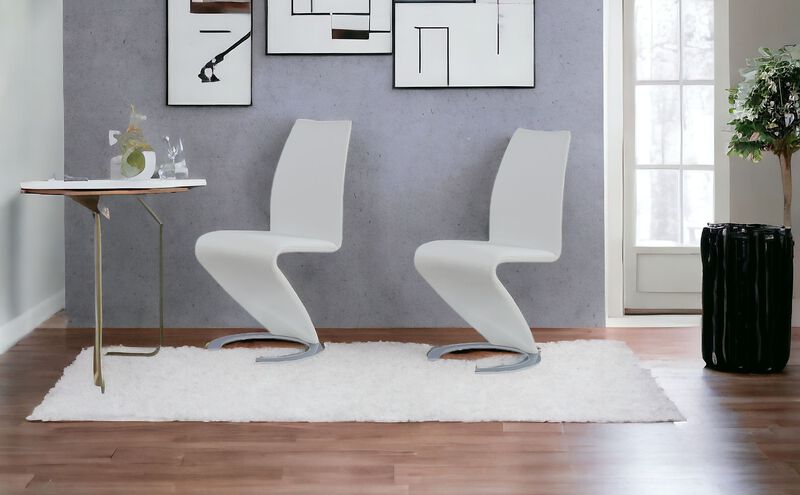 Set of 2 Modern Dining Chairs with Horseshoe Metal Base, Stylish Side Chairs