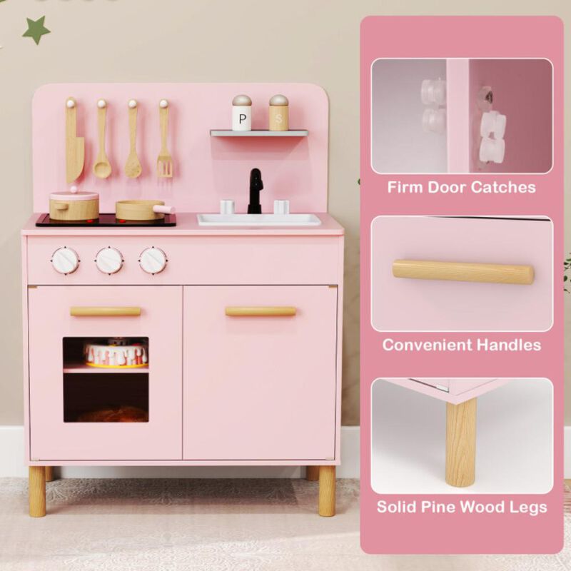 Hivvago Kids Kitchen Playset with Cooking Accessories and Storage