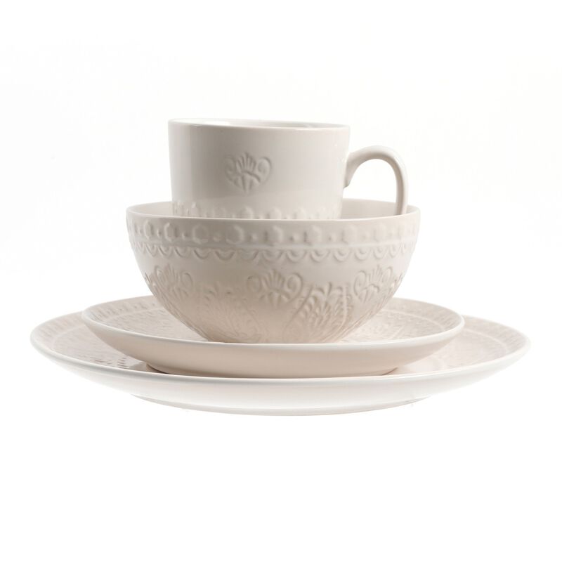 Gibson Elite Milanto 16 Piece Stoneware Dinnerware Set in Cream, Service for 4 image number 5