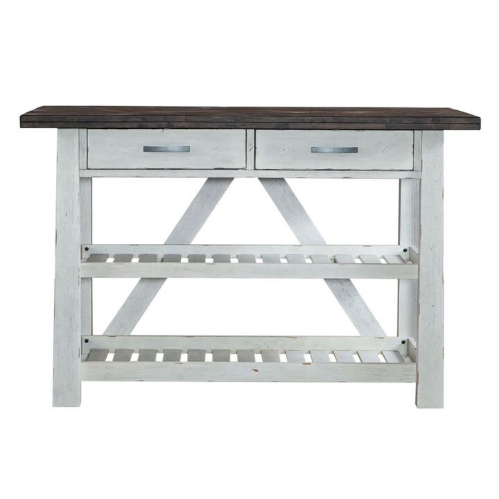 Liberty Furniture Farmhouse Server in Two Tone White w/ Wood Tone Top