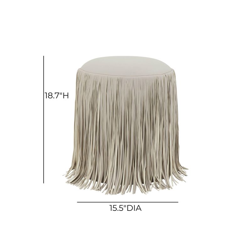 Shag Me Ivory Performance Vegan Leather Ottoman