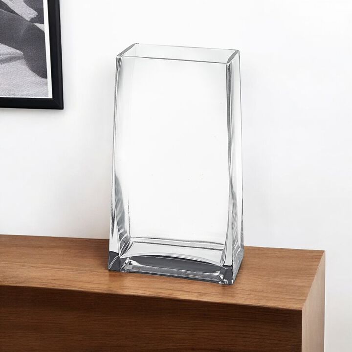 Handmade Glass Rectangle Vase for Tabletop or Home Floral Display