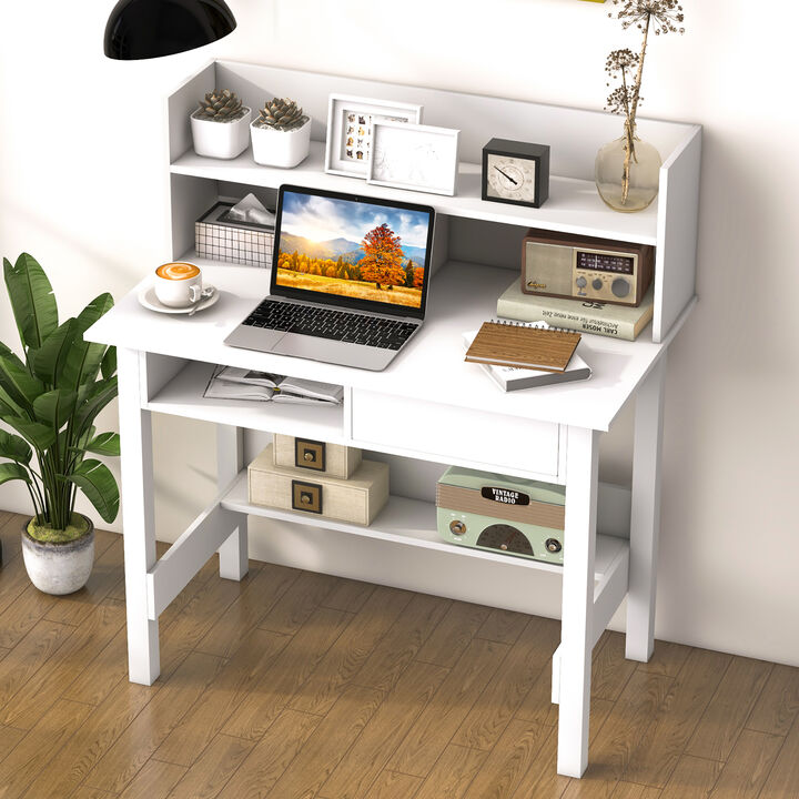 Costway Home Office Computer Desk Workstation Laptop PC Table w/ Drawer & Shelf