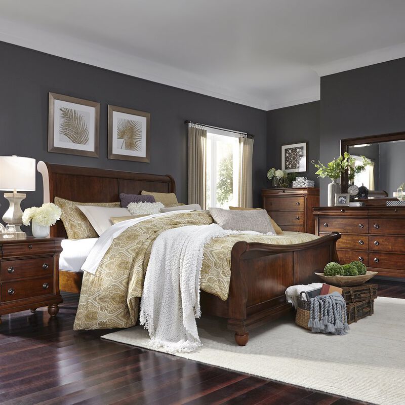 Liberty Furniture Rustic Traditions King Sleigh Bed, Dresser & Mirror, Chest, Night Stand image number 3