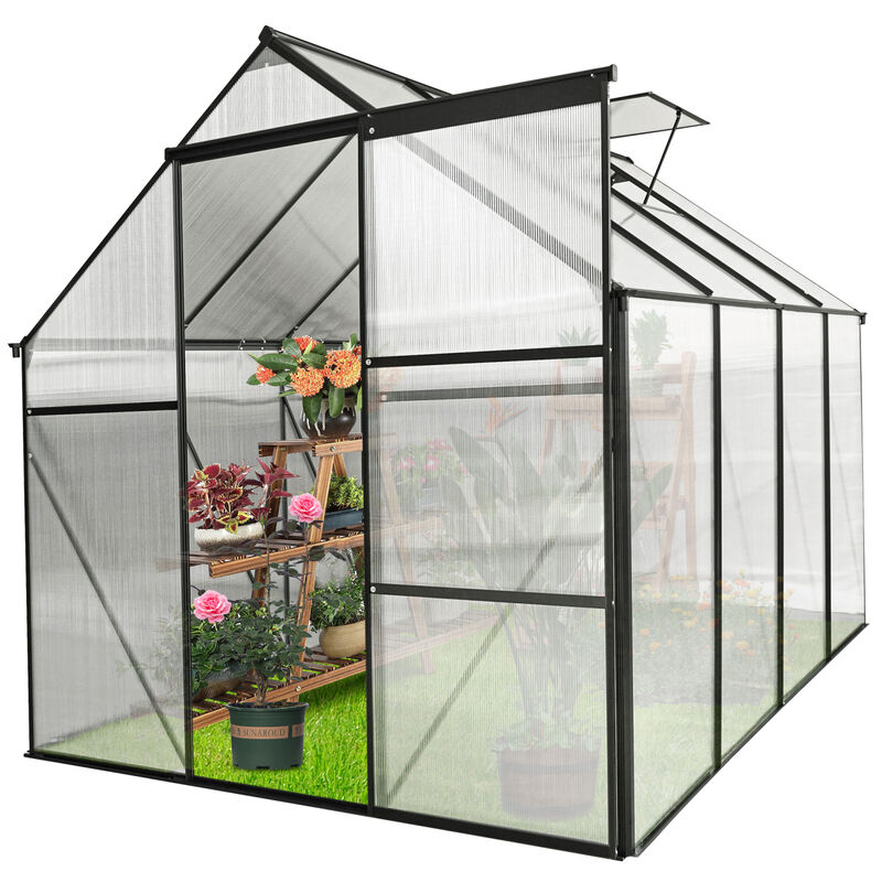 Streamdale Durable 6x8 FT Polycarbonate Greenhouse with Raised Base image number 6