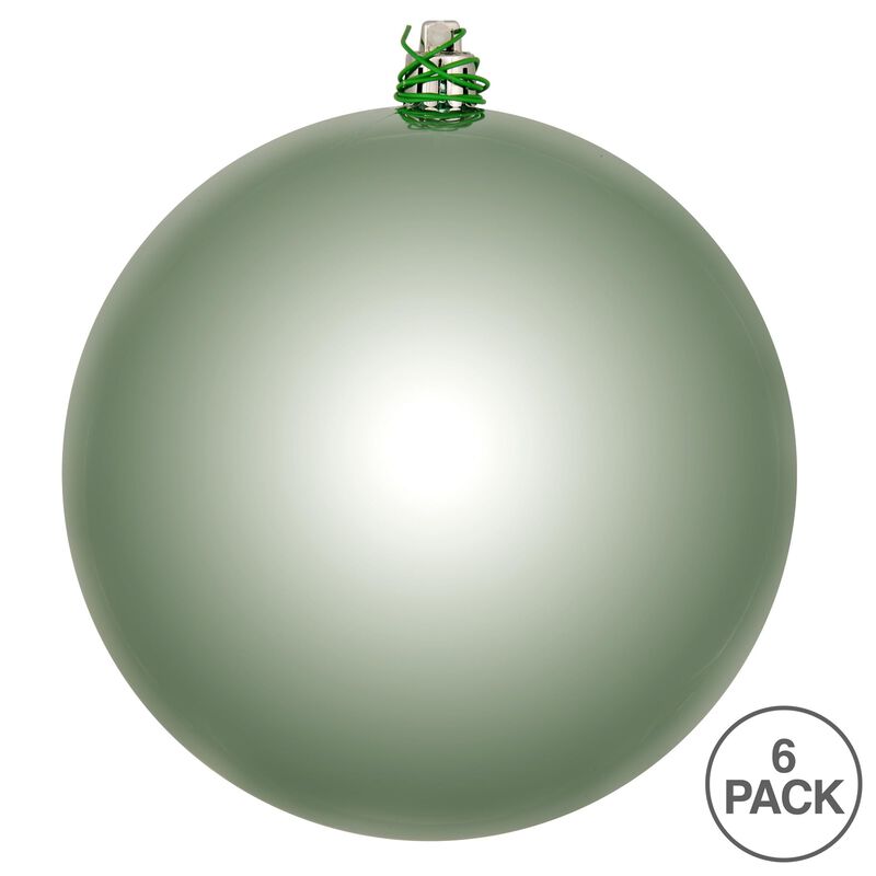 Vickerman 4" Frosty Mint Shiny Ball Ornament. Includes 6 Ornaments per Pack. image number 2