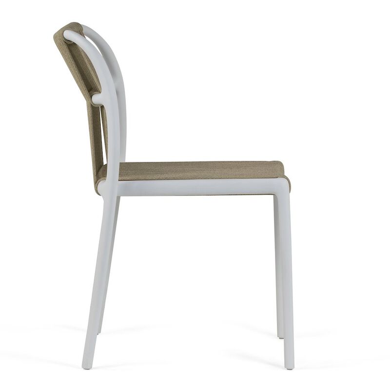 Glamour Home Set of 2 Belden Beige Woven Rope Fabric Dining Chair with Plastic Frame