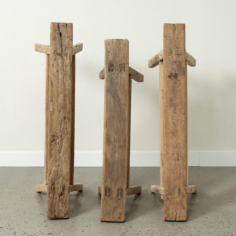 Vintage Solid Entryway Bench in Weathered Natural image number 8