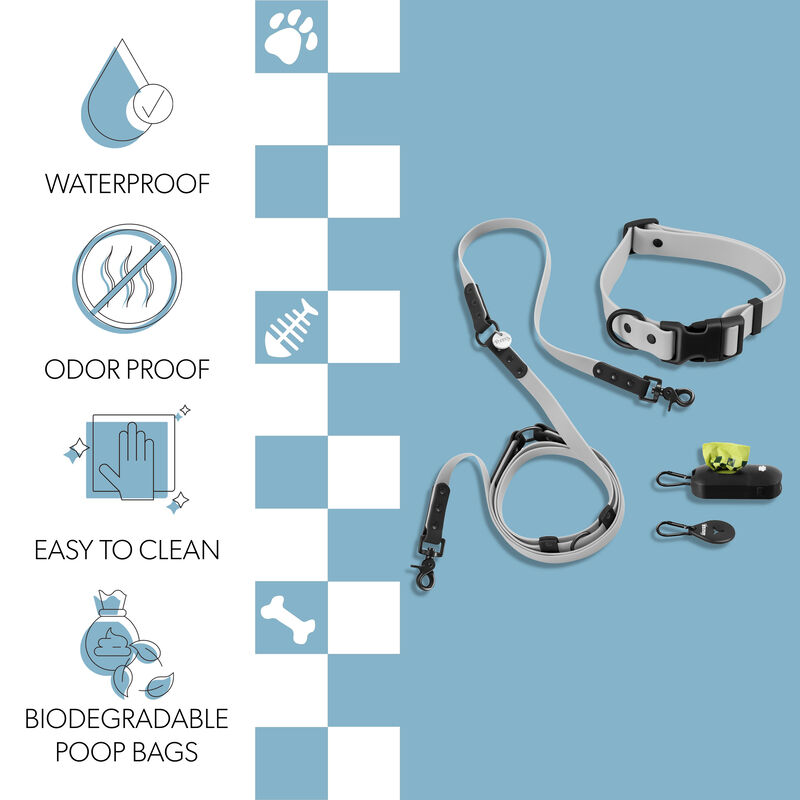 Luna Adjustable 6-in-1 Waterproof Hands-Free Leash and Collar with LED Flashlight