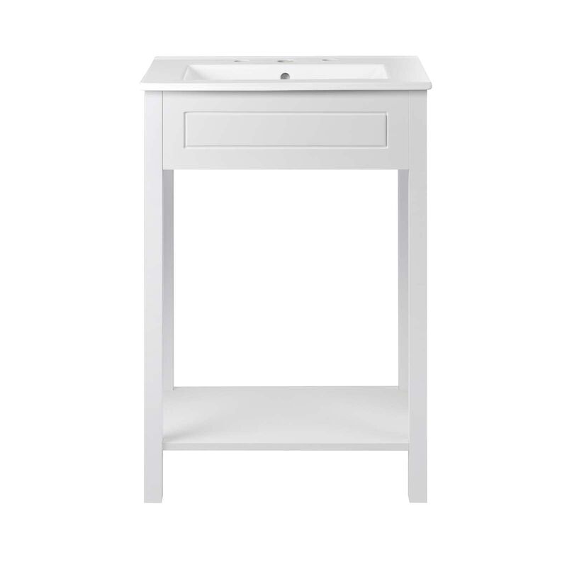 Modway Altura 24" MDF Ceramic and Particleboard Bathroom Vanity in White image number 4