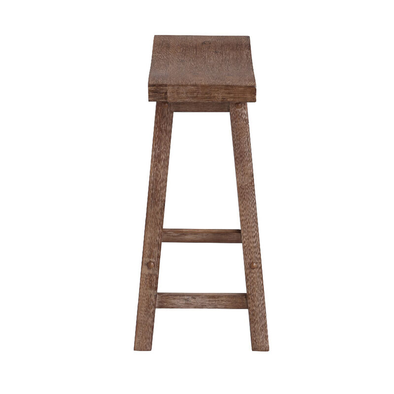 Wooden Frame Saddle Seat Counter Height Stool with Angled Legs, Gray