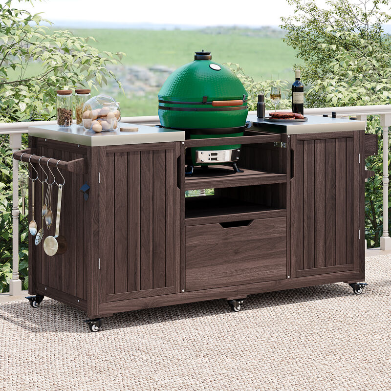 Merax Outdoor Kitchen Island for Big Green Egg Grills