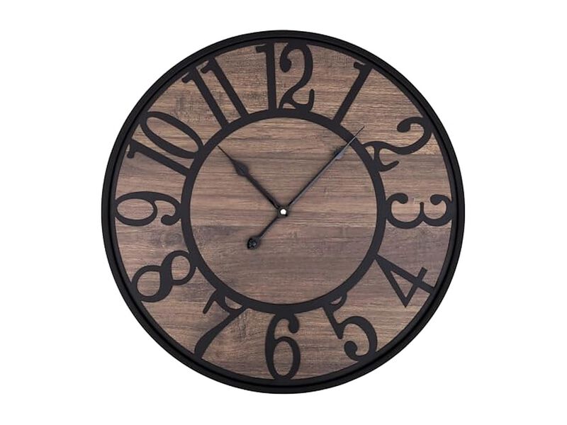 Wood Farmhouse Vintage Black Wall Clock 24 Inch Silent Non Ticking image number 0