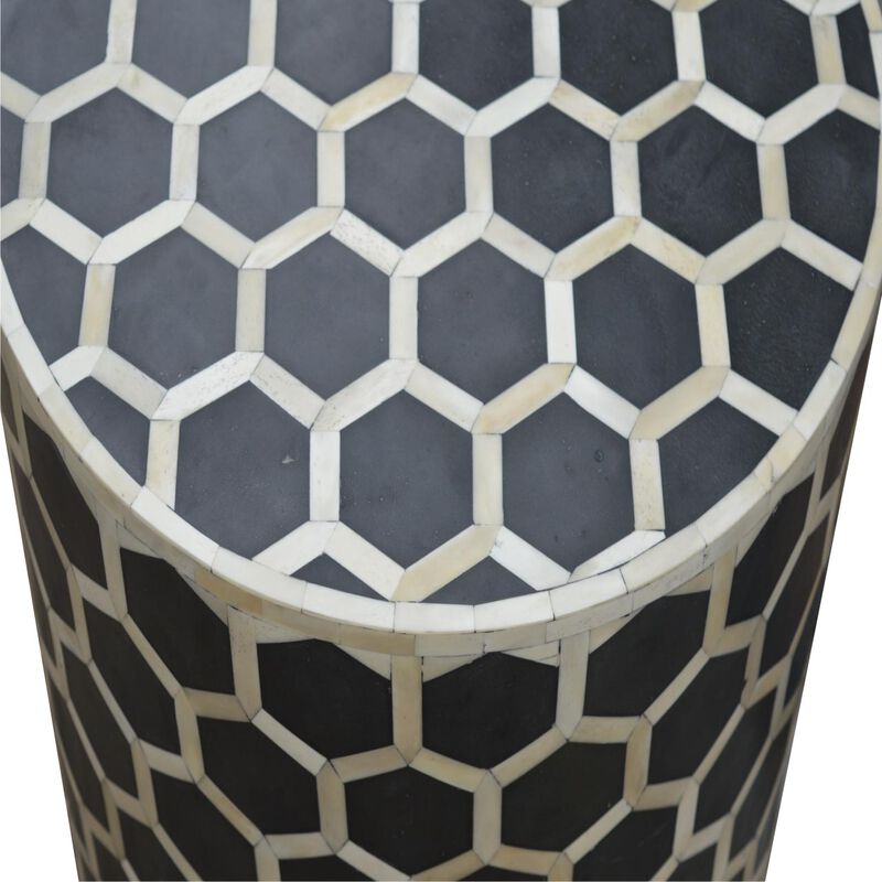 Artisan Furniture Solid Wood Bone Inlay Occasional Stool , Brown image number 4