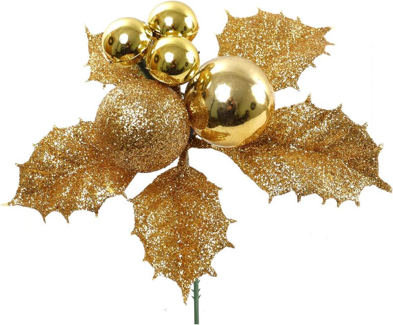 Luxurious Sparkling Holly Berry Picks with Ornate Balls - Premium Festive Christmas Decoration Set for Holiday Season image number 1
