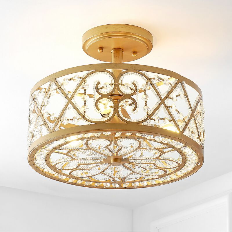 Leila Iron/Crystal Modern Glam LED Flush Mount