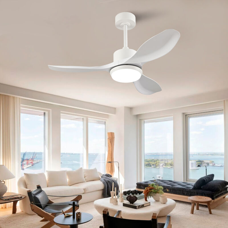 ELEMENT ACE 42-Inch Ceiling Fan with Integrated Dimmable LED Lighting, Reversible DC Motor, Remote Control, Silent Operation, Sloped Ceiling Compatible for Home Cooling and Lighting image number 1