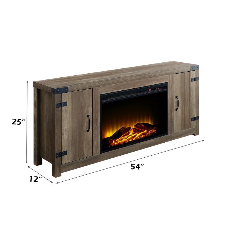 Rustic Oak Finish Fireplace with 2 Storage Drawers image number 3