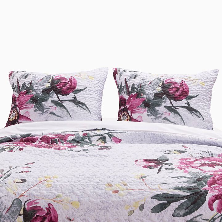 Greenland Home Fashion Rose Touch Floral Print Reversible Pillow Sham - King 20x36", Multi
