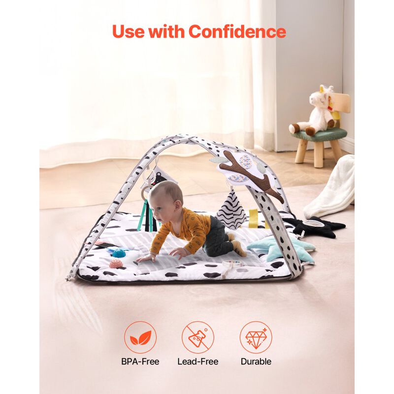 Baby Play Gym Mat, Tummy Time Activity Mat with Sensory Toys for 0-18 Months image number 3