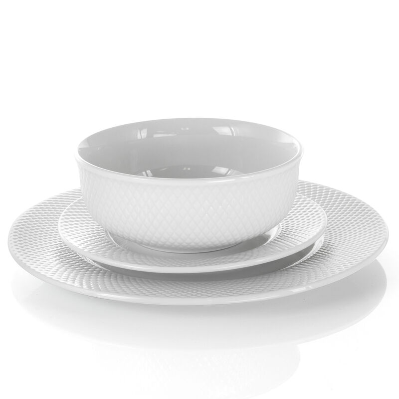 Elama Maisy 18 Piece Round Porcelain Dinnerware Set in White image number 5