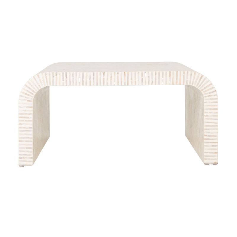 Mother of Pearl Waterfall Coffee Table, White image number 3