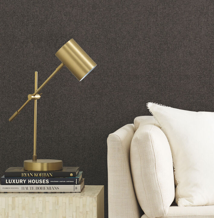 Herringbone Tweed Charcoal Woven Wallpaper